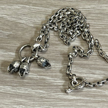 Load image into Gallery viewer, 925 Sterling Silver 3 Skulls Pendant and 70cm Chain