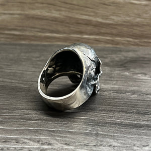 Oxidised 925 Sterling Silver High Detailed Skull Ring