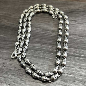 925 Hallmarked Sterling Silver Skull Chain Necklace