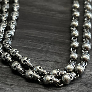 925 Hallmarked Sterling Silver Skull Chain Necklace