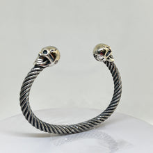 Load image into Gallery viewer, Heavy Sterling Silver Skull Bangle with a twisted design