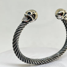 Load image into Gallery viewer, Heavy Sterling Silver Skull Bangle with a twisted design