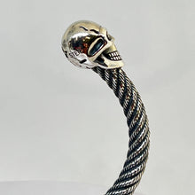 Load image into Gallery viewer, Heavy Sterling Silver Skull Bangle with a twisted design