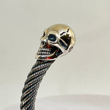 Load image into Gallery viewer, Heavy Sterling Silver Skull Bangle with a twisted design