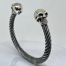 Load image into Gallery viewer, Heavy Sterling Silver Skull Bangle with a twisted design