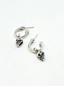 925 Silver Skull & Bone Hoop Earrings 1 Pair