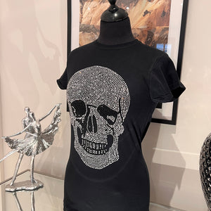 Women's Rhinestone Skull T shirt