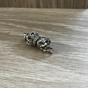 Oxidised Skull With Crown Pendant