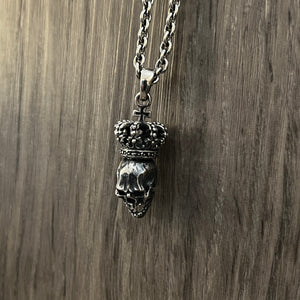 Oxidised Skull With Crown Pendant