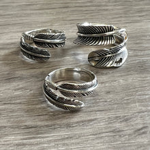 Load image into Gallery viewer, Sterling Silver 925 Feather Vintage Style Adjustable Rings