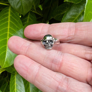 Grinning Biker Pinky Skull Ring 925 sterling silver