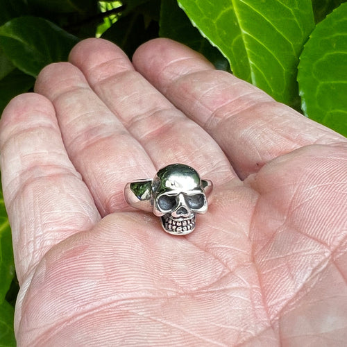 Grinning Biker Pinky Skull Ring 925 sterling silver