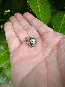 Grinning Biker Pinky Skull Ring 925 sterling silver