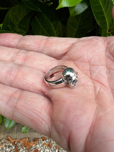 Grinning Biker Pinky Skull Ring 925 sterling silver