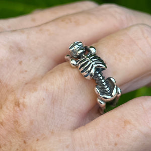 925 Silver Skull Skeleton  Pinky Ring