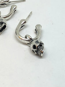 925 Silver Skull & Bone Hoop Earrings 1 Pair