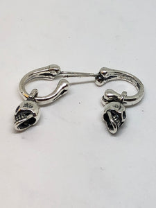 925 Silver Skull & Bone Hoop Earrings 1 Pair