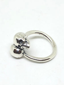 Solid 925 Hallmarked Sterling Silver Double Skull Resizeable Ring