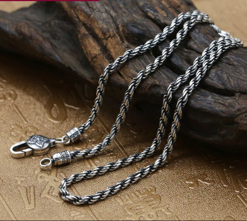 Hallmarked 925 Sterling Silver Vintage Style Rope Chain 50cm