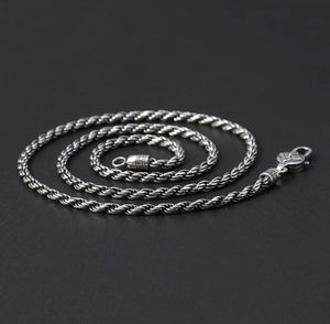 Hallmarked 925 Sterling Silver Vintage Style Rope Chain 50cm