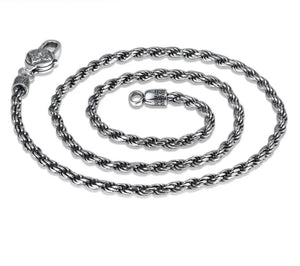 Hallmarked 925 Sterling Silver Vintage Style Rope Chain 50cm