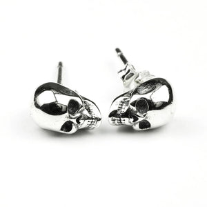 925 Sterling Silver Skull Unisex  Punk Gothic Statement  Stud Earrings