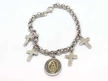 Load image into Gallery viewer, 925 Hallmarked Silver Mens Ladies Cross Charm Belcher Bracelet