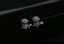 Load image into Gallery viewer, One pair 925 Sterling Silver Skull With Gold Colour Rose Earrings