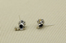 Load image into Gallery viewer, One pair 925 Sterling Silver Skull With Gold Colour Rose Earrings