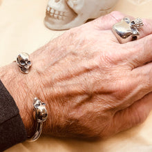 Load image into Gallery viewer, Heavy  Sterling Silver Skull Bangle