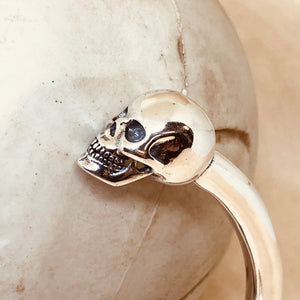 Heavy  Sterling Silver Skull Bangle