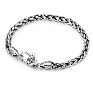 925 Sterling Silver Hallmarked Mens Wheat Link Bracelet