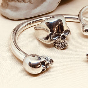 Heavy  Sterling Silver Skull Bangle