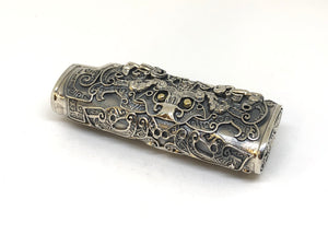 925 Hallmarked Silver Lighter Case With Carved Detail