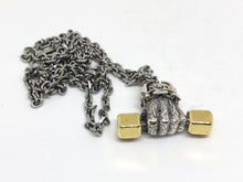 Load image into Gallery viewer, Hallmarked 925 Silver Barbell Dumbbell Necklace With 60cm Silver Chain