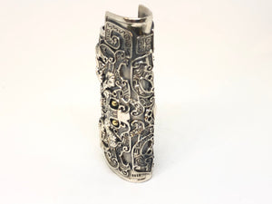 925 Hallmarked Silver Lighter Case With Carved Detail