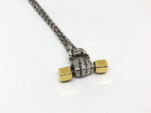 Load image into Gallery viewer, Hallmarked 925 Silver Barbell Dumbbell Necklace With 60cm Silver Chain