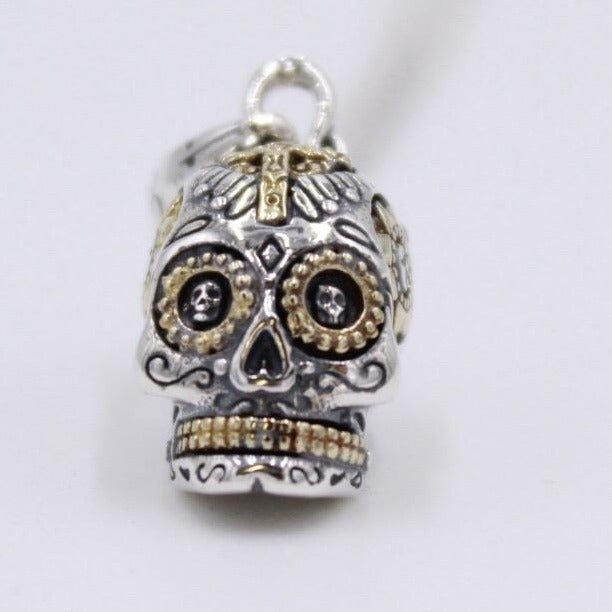 925 Sterling Silver Day Of The Dead Sugar Skull Pendant