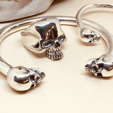 Load image into Gallery viewer, Heavy  Sterling Silver Skull Bangle