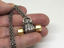 Load image into Gallery viewer, Hallmarked 925 Silver Barbell Dumbbell Necklace With 60cm Silver Chain