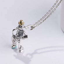 Load image into Gallery viewer, 925 Hallmarked  Sterling Silver Skull Skeleton With Guitar Pendant Necklace