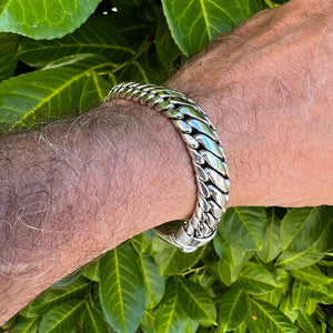 925 Sterling Silver Link Braided Bracelet 20cm Hallmarked