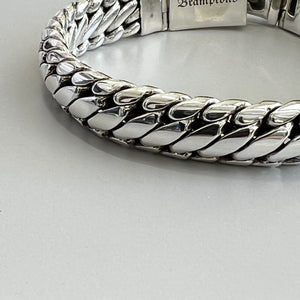 925 Sterling Silver Link Braided Bracelet 20cm Hallmarked