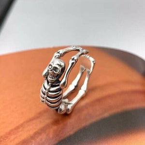 925 Silver Skull Skeleton  Pinky Ring