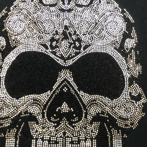 Skull  Rhinestone T-Shirt in Black & Silver