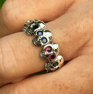 925 Sterling Silver Skull Resizable  Ring