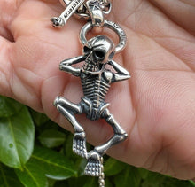 Load image into Gallery viewer, Real Solid 925 Sterling Chilling Skull Skeleton Hallmarked Pendant