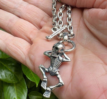 Load image into Gallery viewer, Real Solid 925 Sterling Chilling Skull Skeleton Hallmarked Pendant