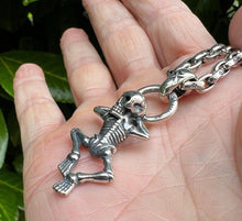 Load image into Gallery viewer, Real Solid 925 Sterling Chilling Skull Skeleton Hallmarked Pendant