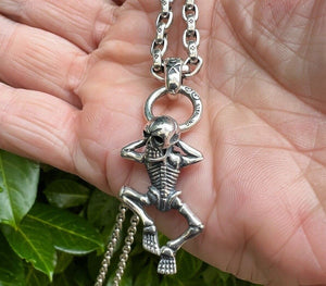 Real Solid 925 Sterling Chilling Skull Skeleton Hallmarked Pendant